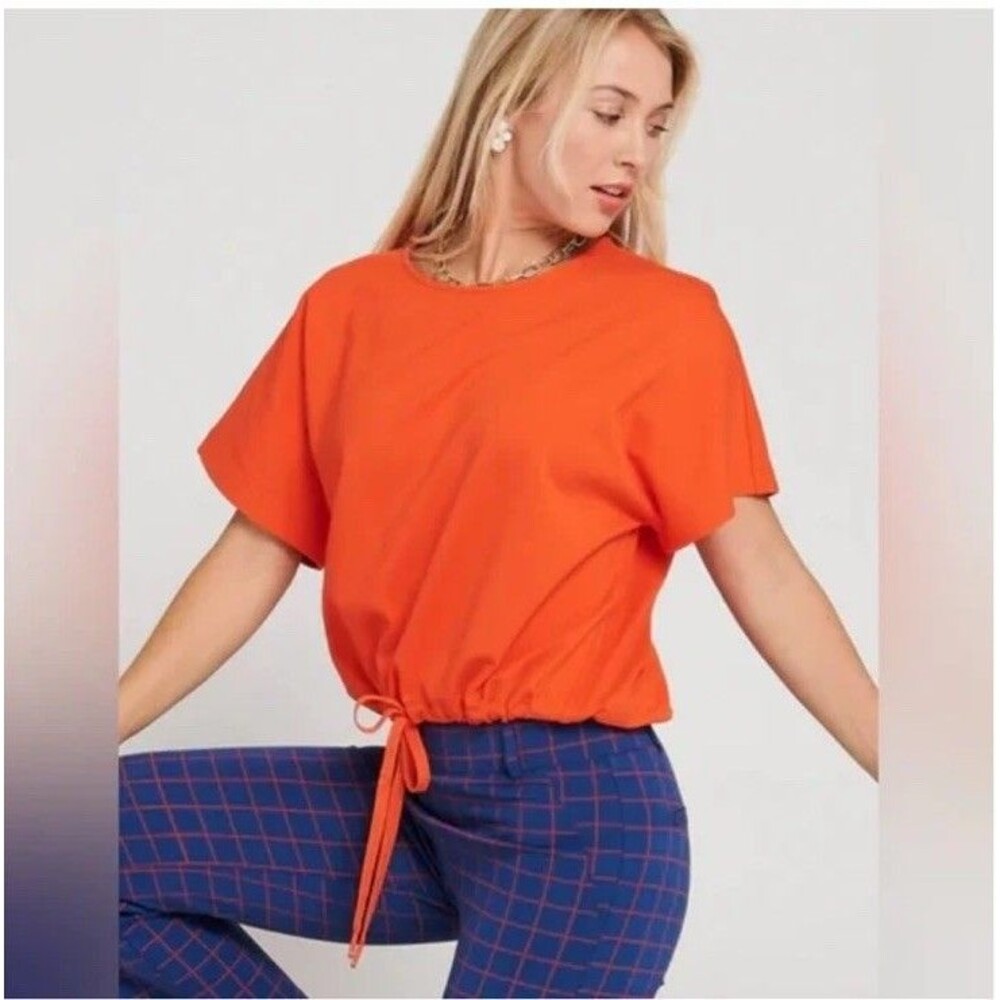 Betabrand Agile‎ Drawstring Tee Women's Size XL in Vibrant Orange NWOT!